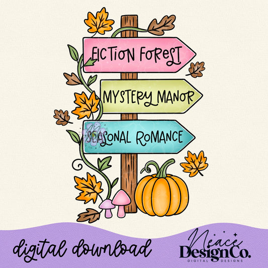 Fall Book Sign Digital PNG
