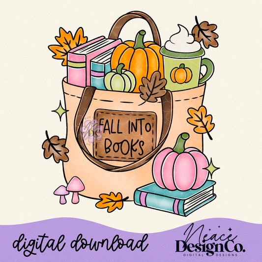Fall Into Books Digital PNG