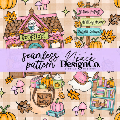 Fall Bookstore Seamless (2 Colors) Digital PNG