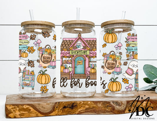 Fall For Books Glass Can Wrap Digital PNG