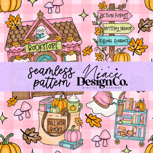 Fall Bookstore Seamless (2 Colors) Digital PNG