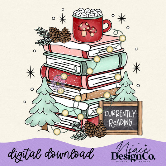 Currently Reading Winter Bookstack Digital PNG