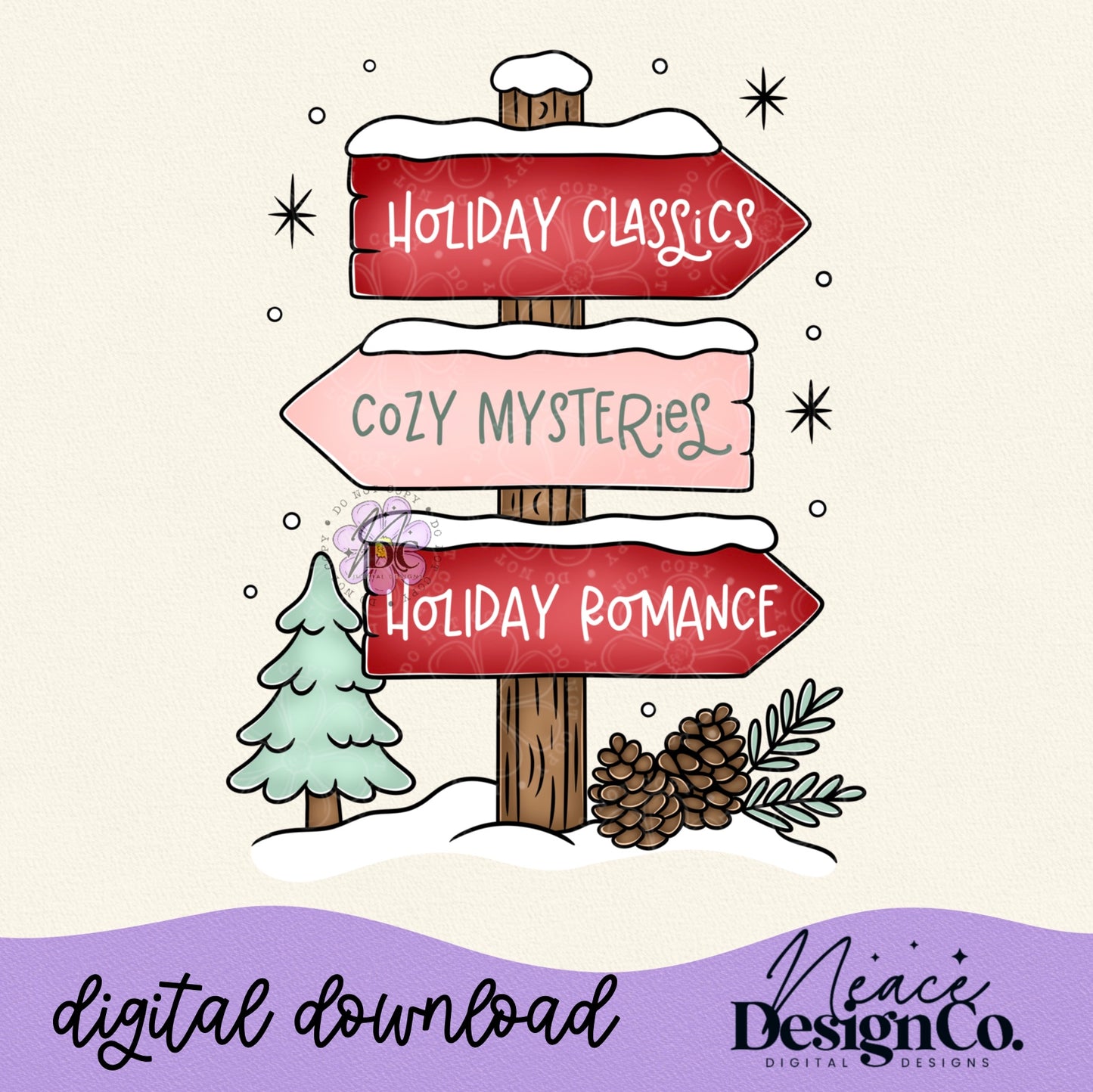 Winter Book Sign Digital PNG
