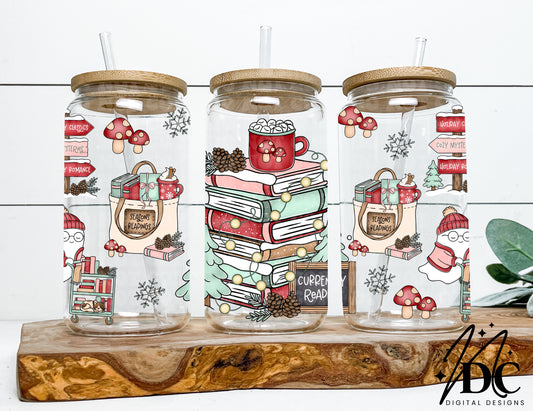 Currently Reading Winter Bookstack Glass Can Wrap Digital PNG