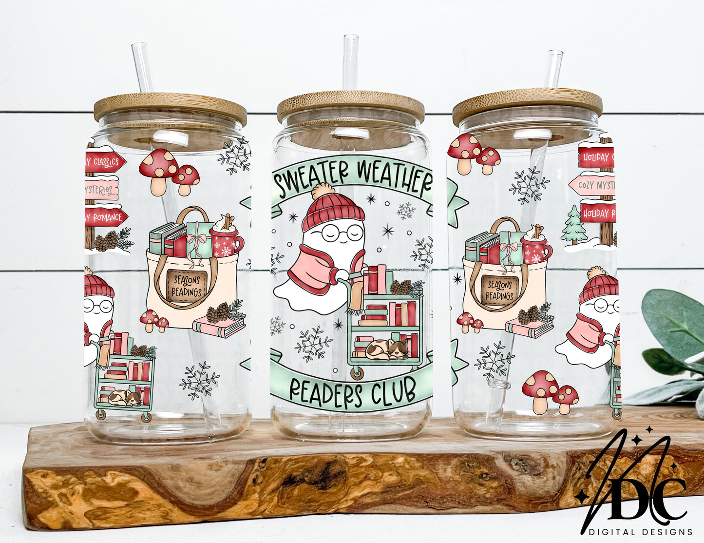 Winter Sweater Weather Glass Can Wrap Digital PNG
