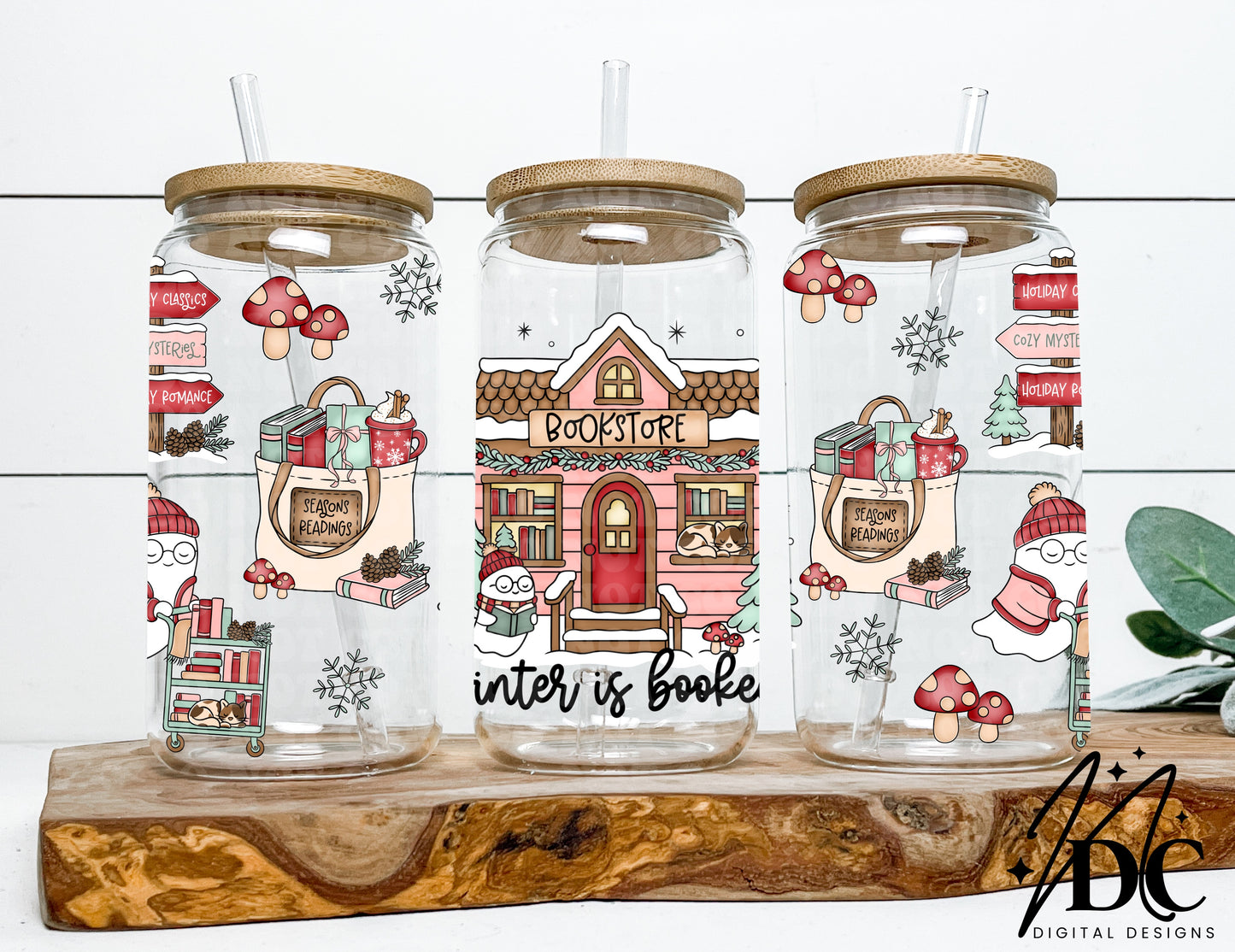 Winter is Booked Glass Can Wrap Digital PNG