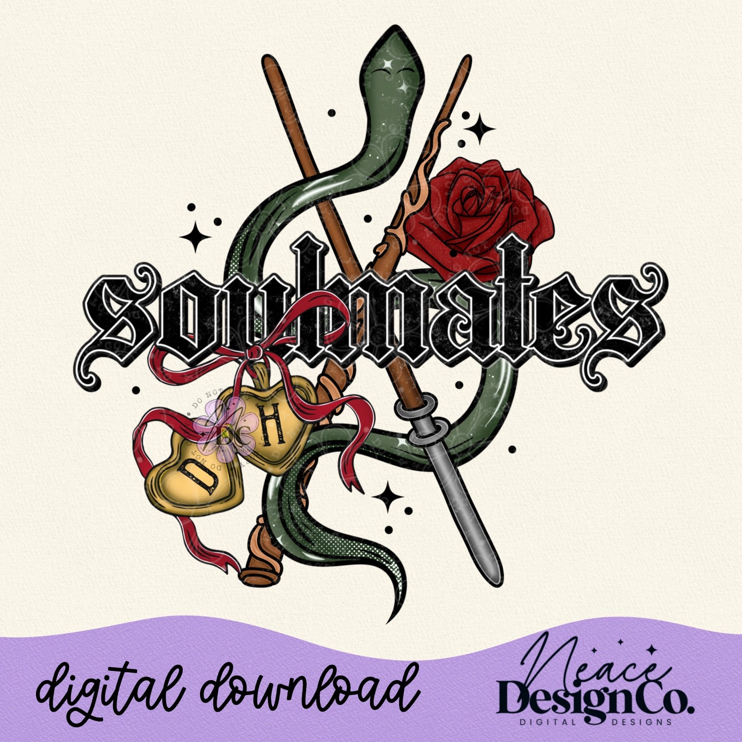 Soulmates Dramione Wands Locket Digital PNG