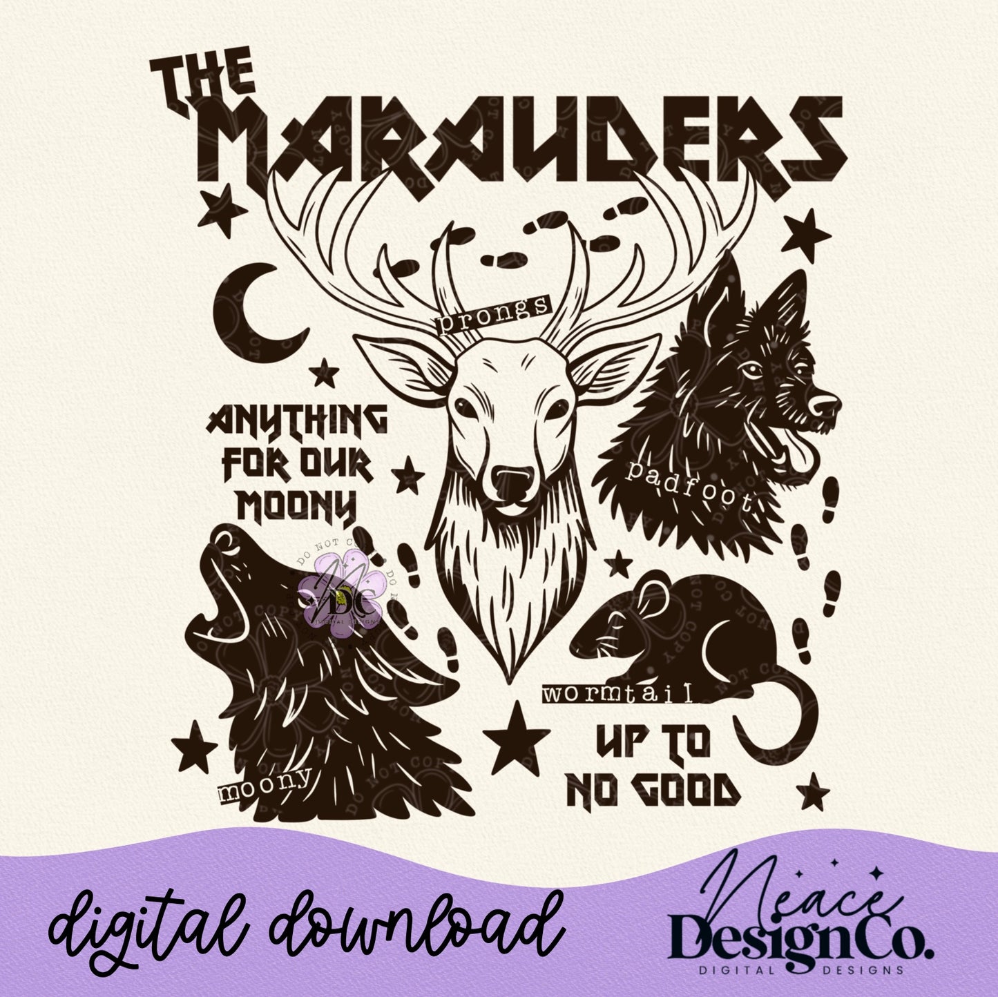 The Marauders Collage (4 Single Colors) Digital PNG