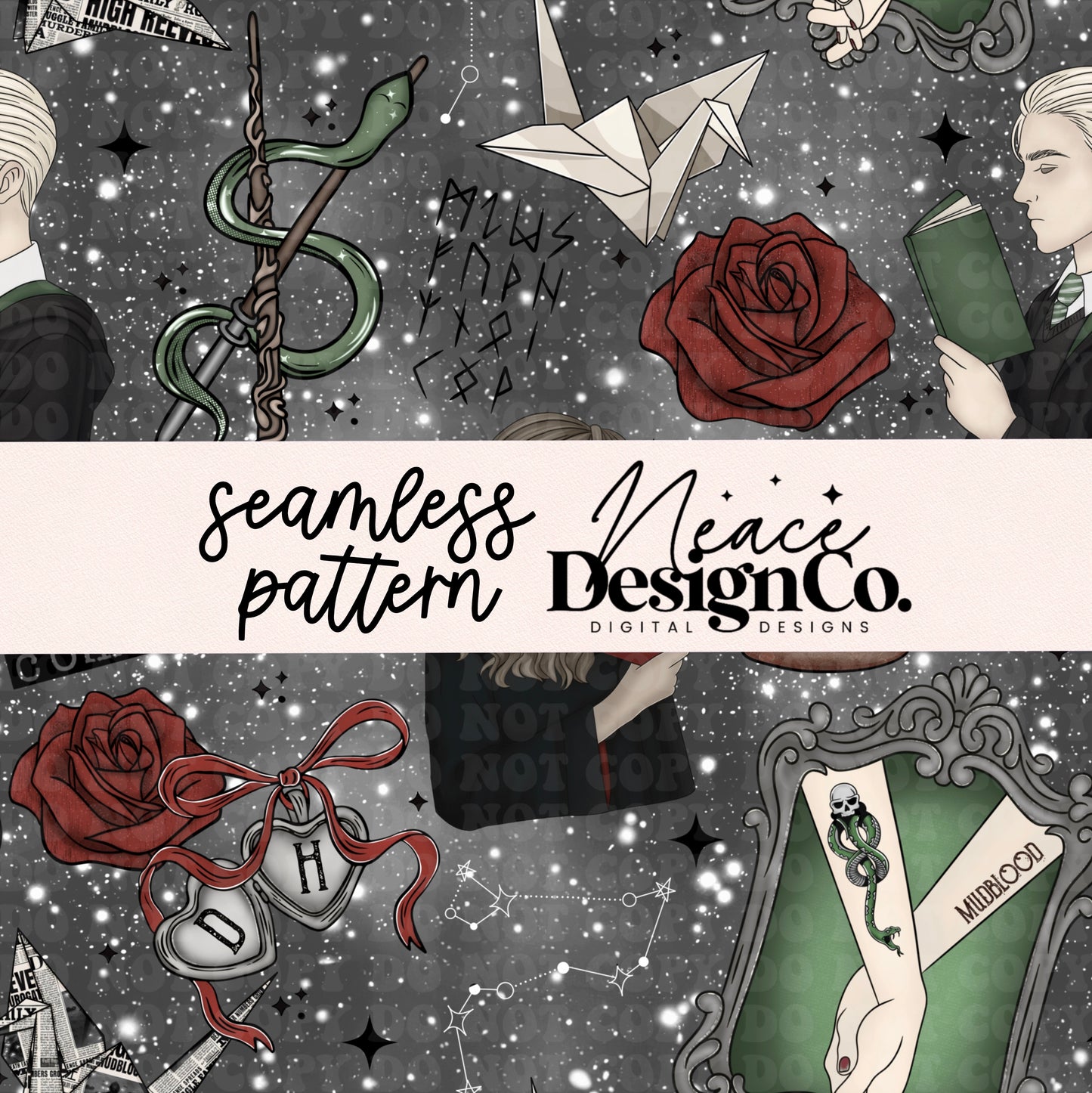 Dramione Dark (Vintage included) Seamless Digital PNG