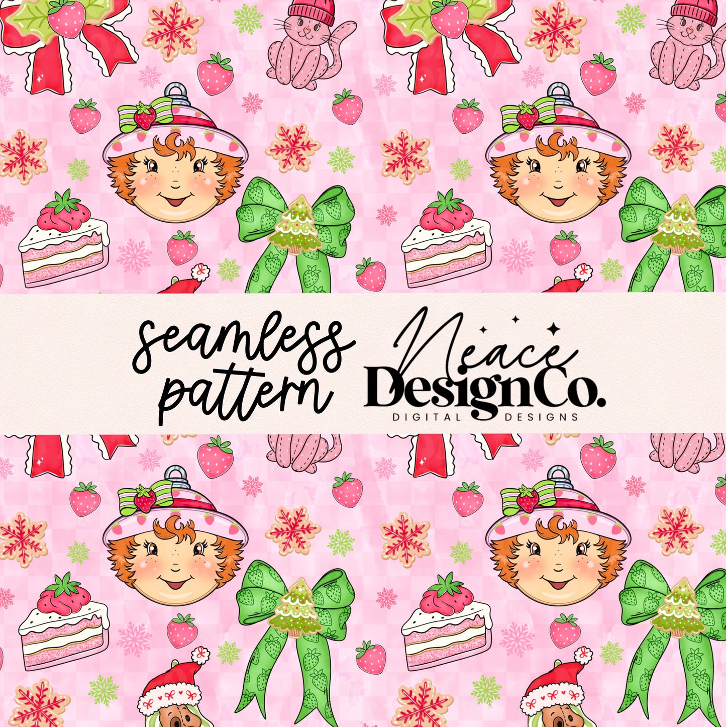 Shortcake Christmas Seamless Digital PNG