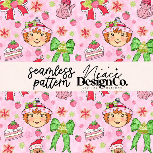 Shortcake Christmas Seamless Digital PNG