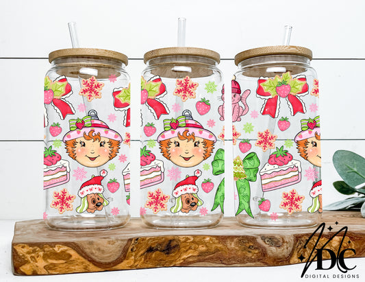 Shortcake Christmas Glass Can Wrap Digital PNG