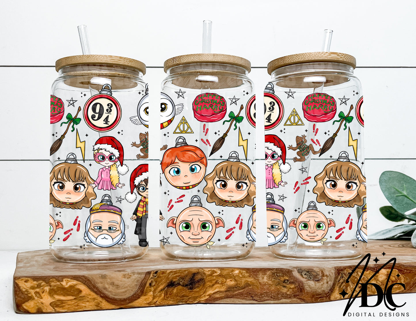 HP Ornament Collage Glass Can Wrap Digital PNG