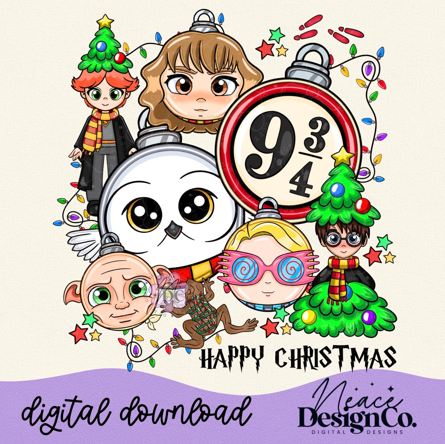 Happy Christmas HP Digital PNG