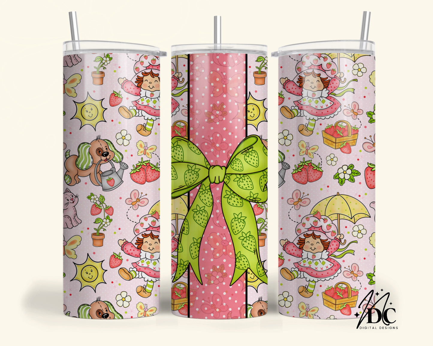 Springtime Strawberry Tumbler Digital PNG