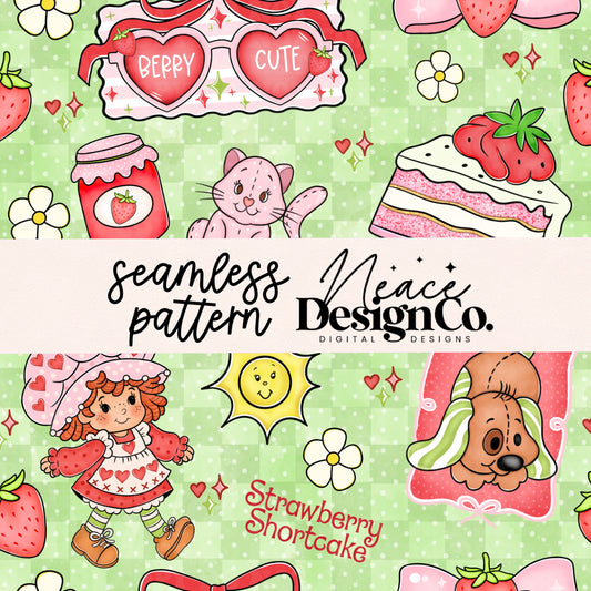 Strawberry Berry Cute Seamless Digital PNG