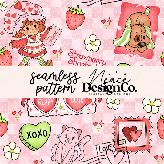 Strawberry Valentine Seamless Digital PNG