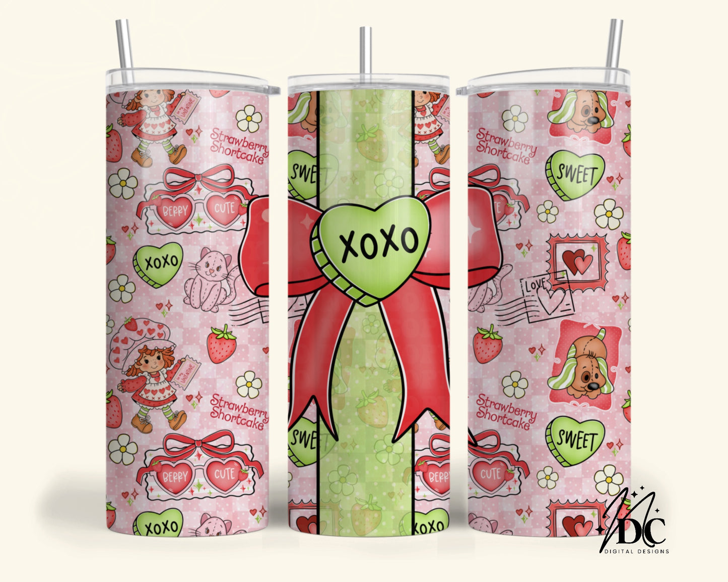 Strawberry Valentine Tumbler Digital PNG