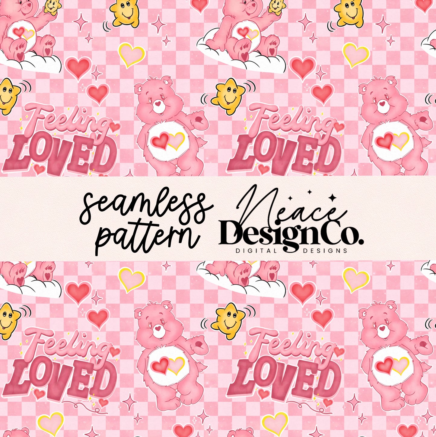 Carebear Feeling Loved Seamless Digital PNG