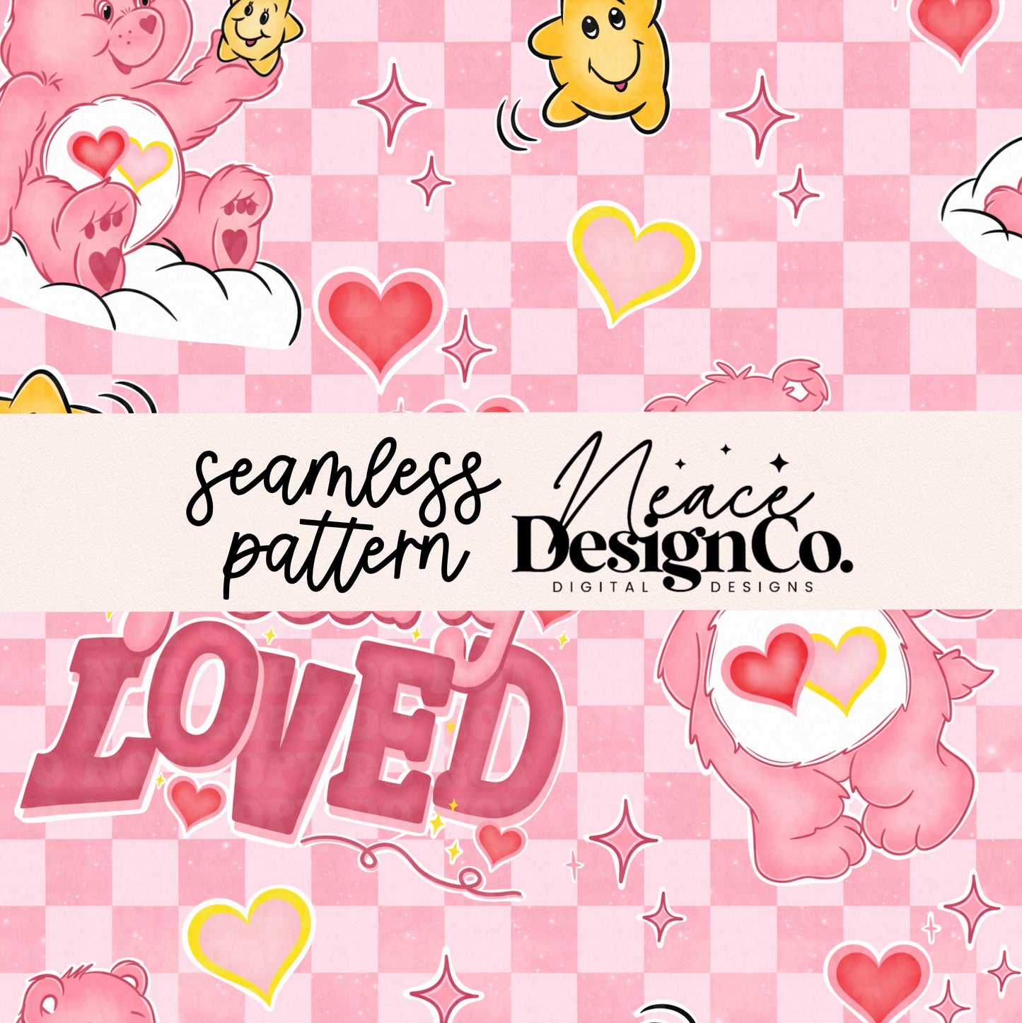 Carebear Feeling Loved Seamless Digital PNG