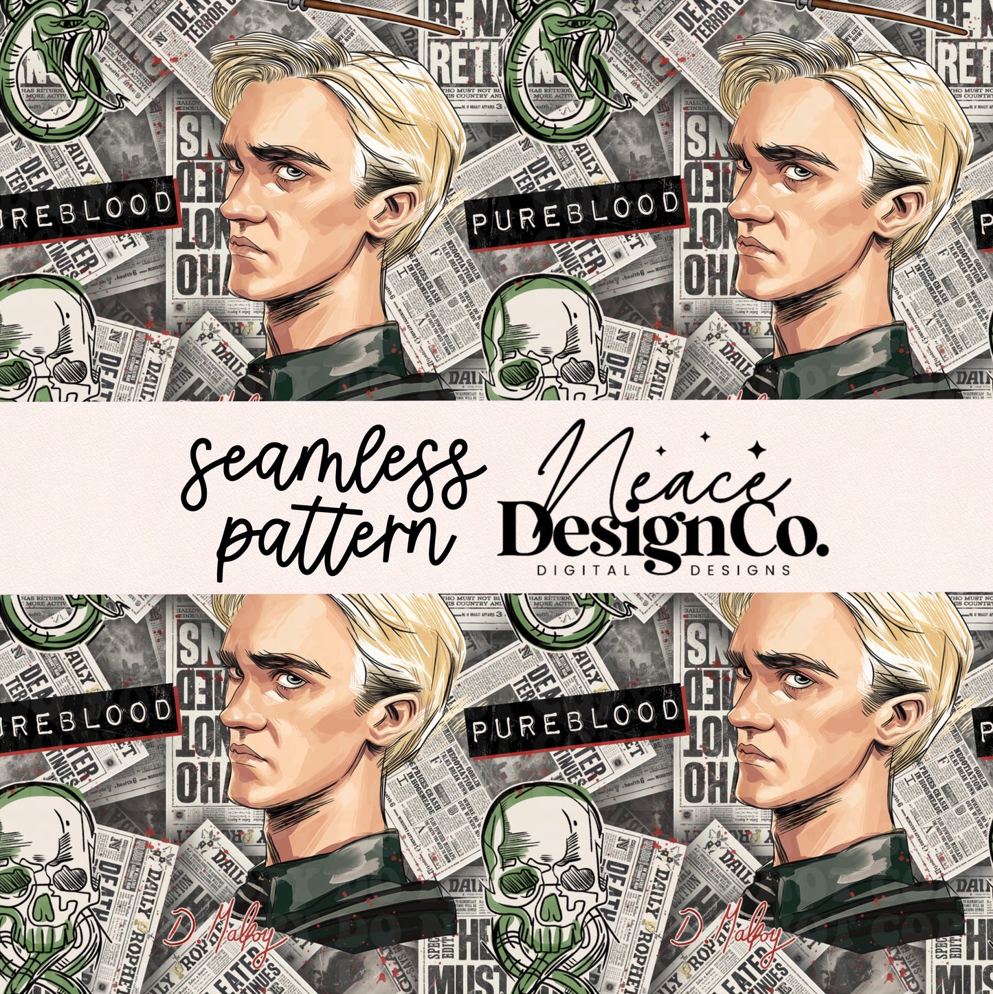 D Malfoy Pureblood Seamless Digital PNG