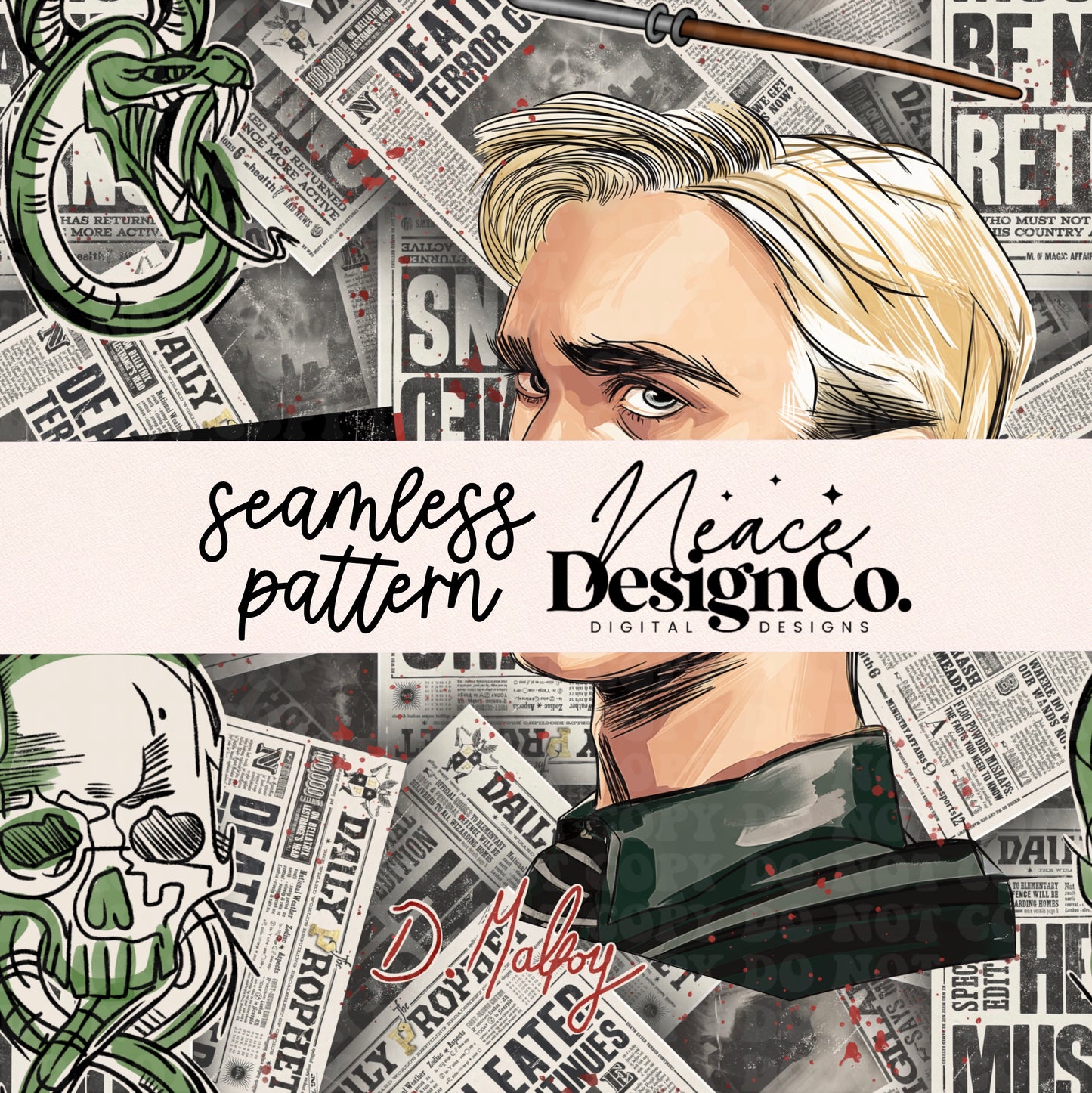 D Malfoy Pureblood Seamless Digital PNG