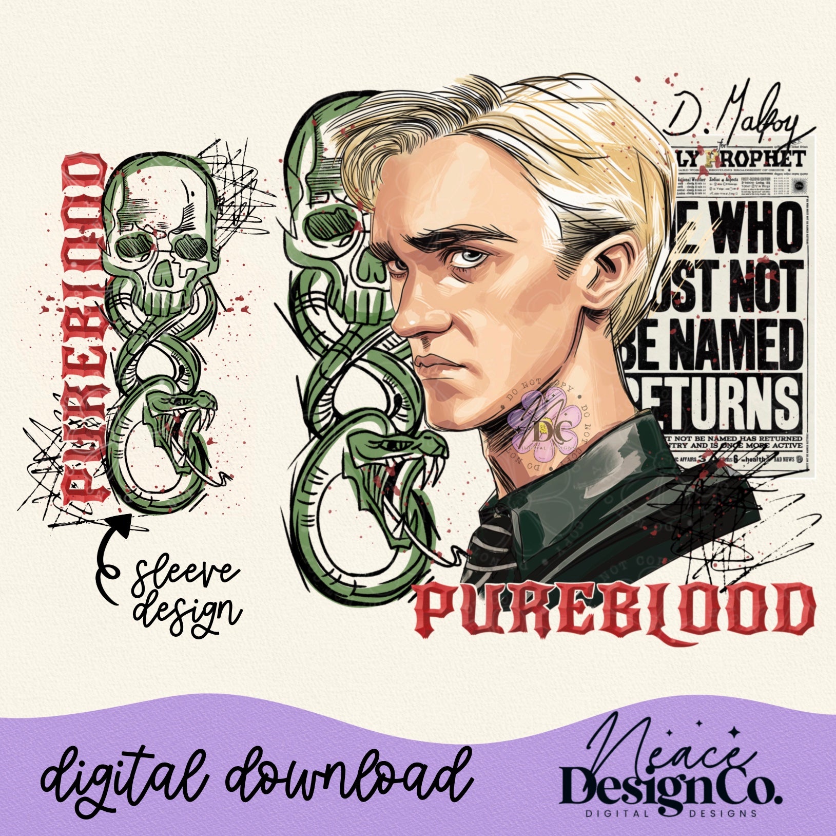 D Malfoy Pureblood w/Sleeve Digital PNG – Neace Design Co. Digital Designs