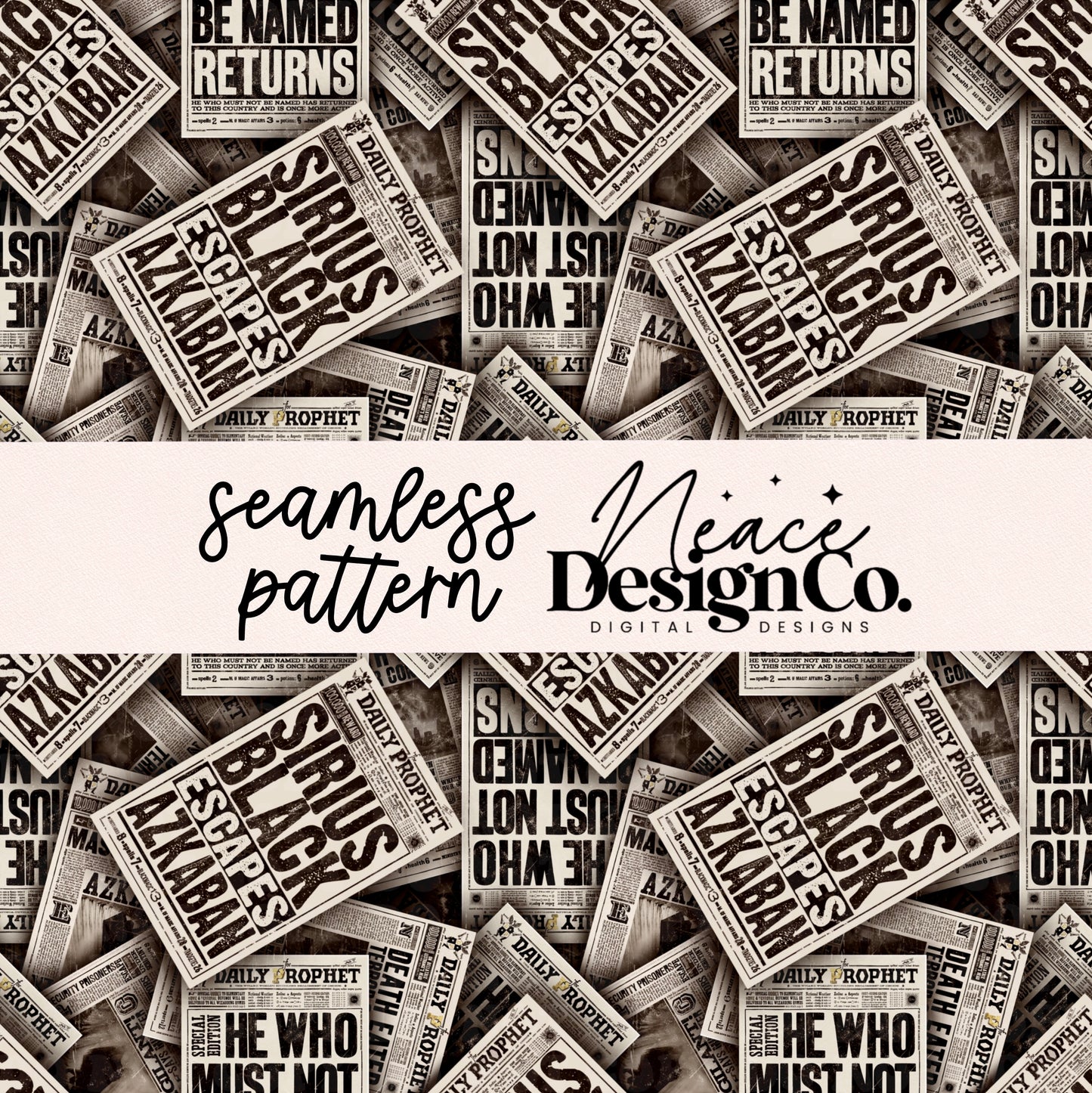 S Black Daily Prophet Seamless Digital PNG