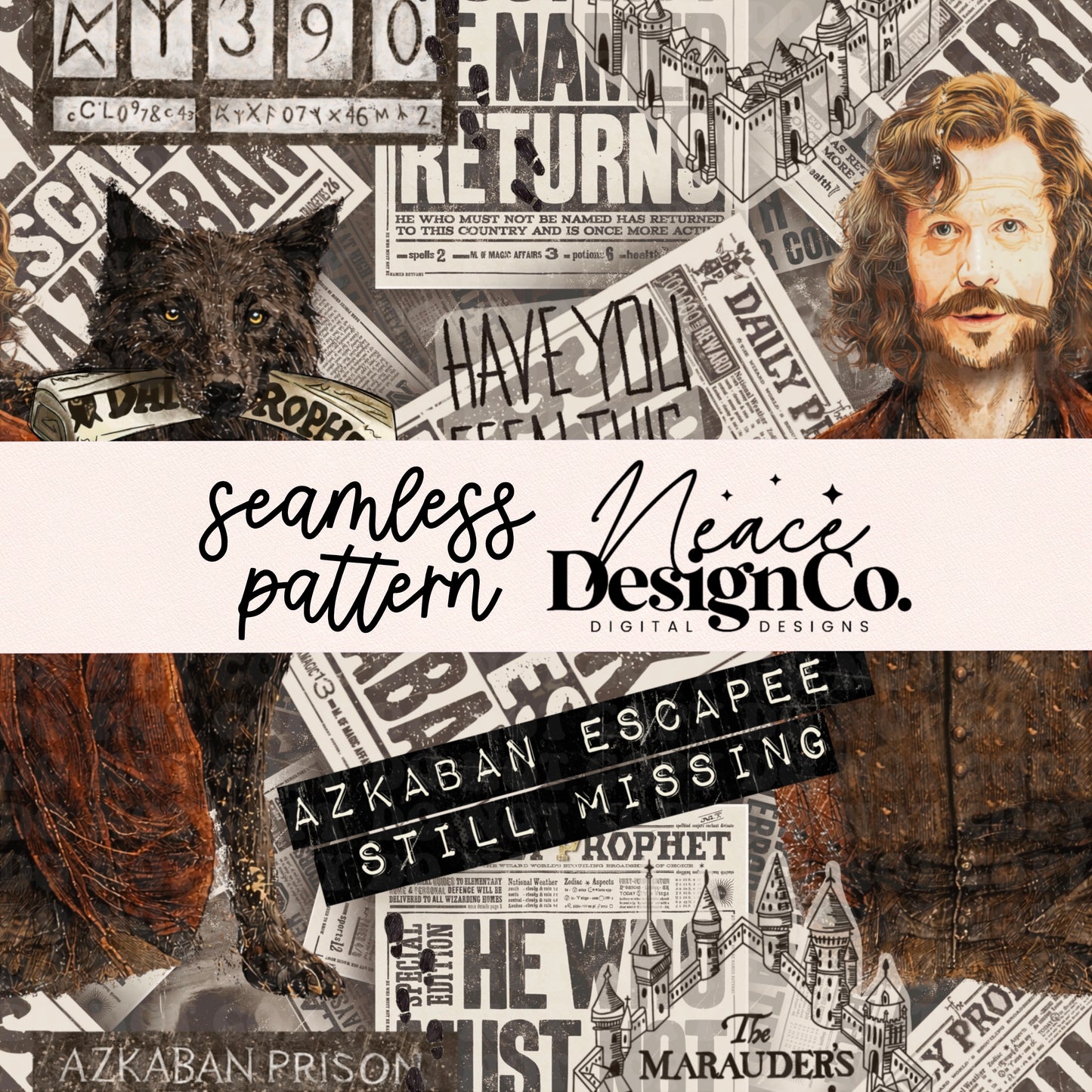 S Black Seamless Digital PNG