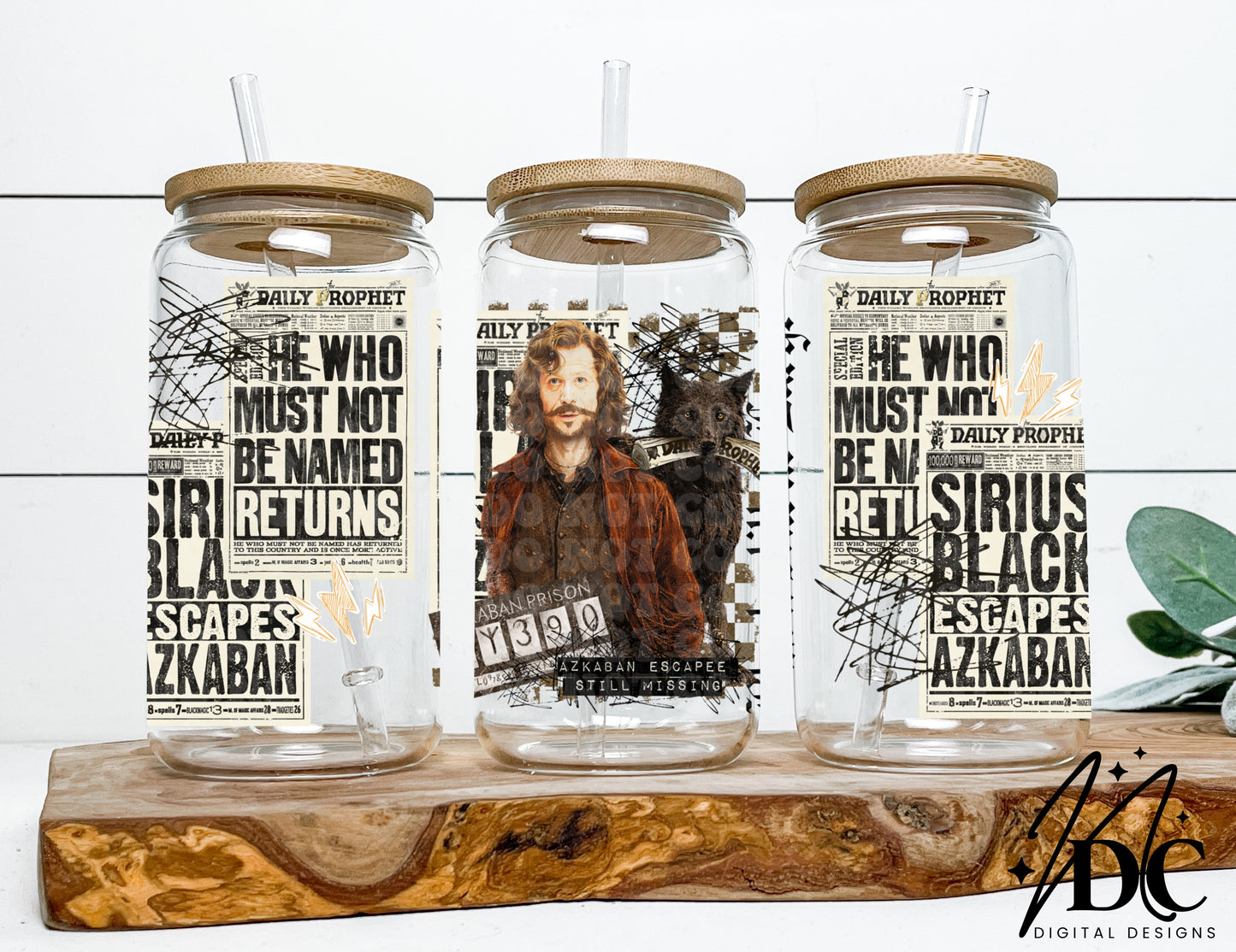 Black Still at Large Glass Can Wrap Digital PNG