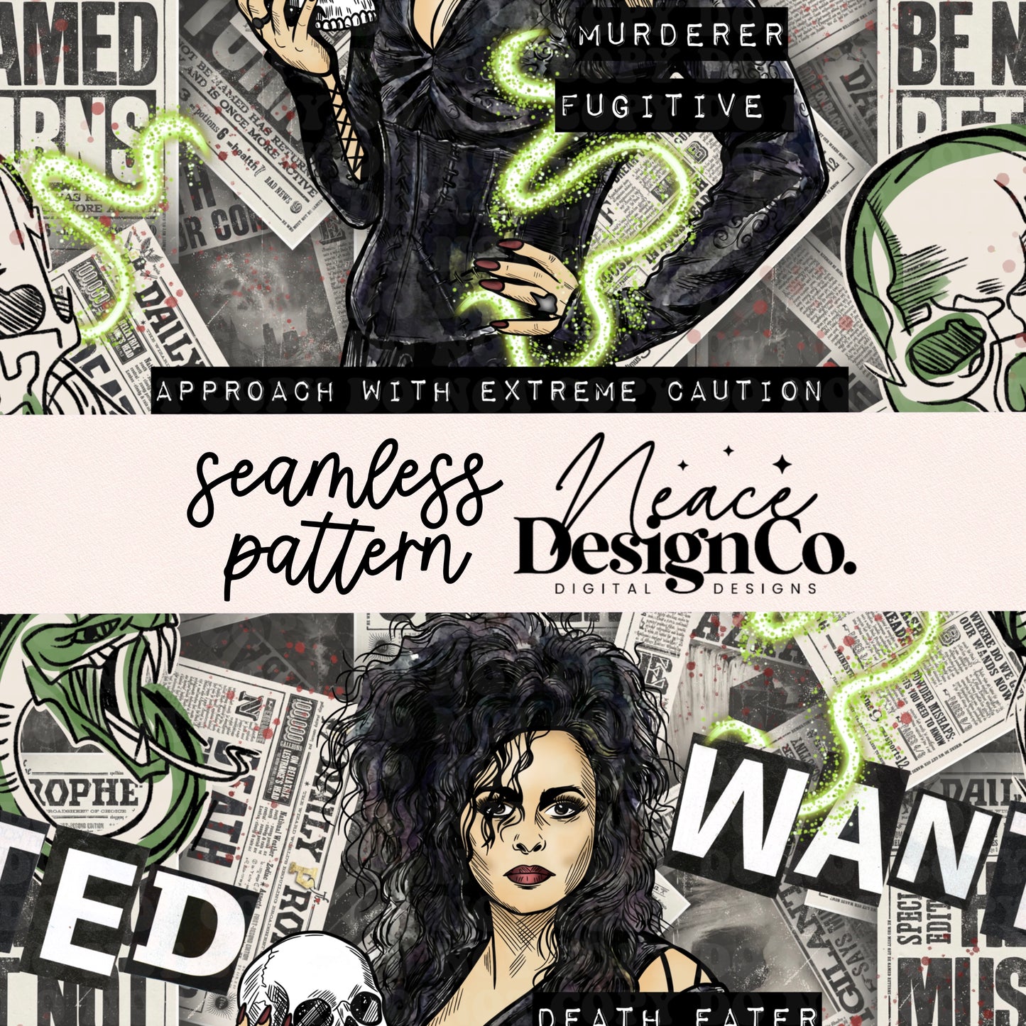 Wanted Death Eater Seamless Digital PNG