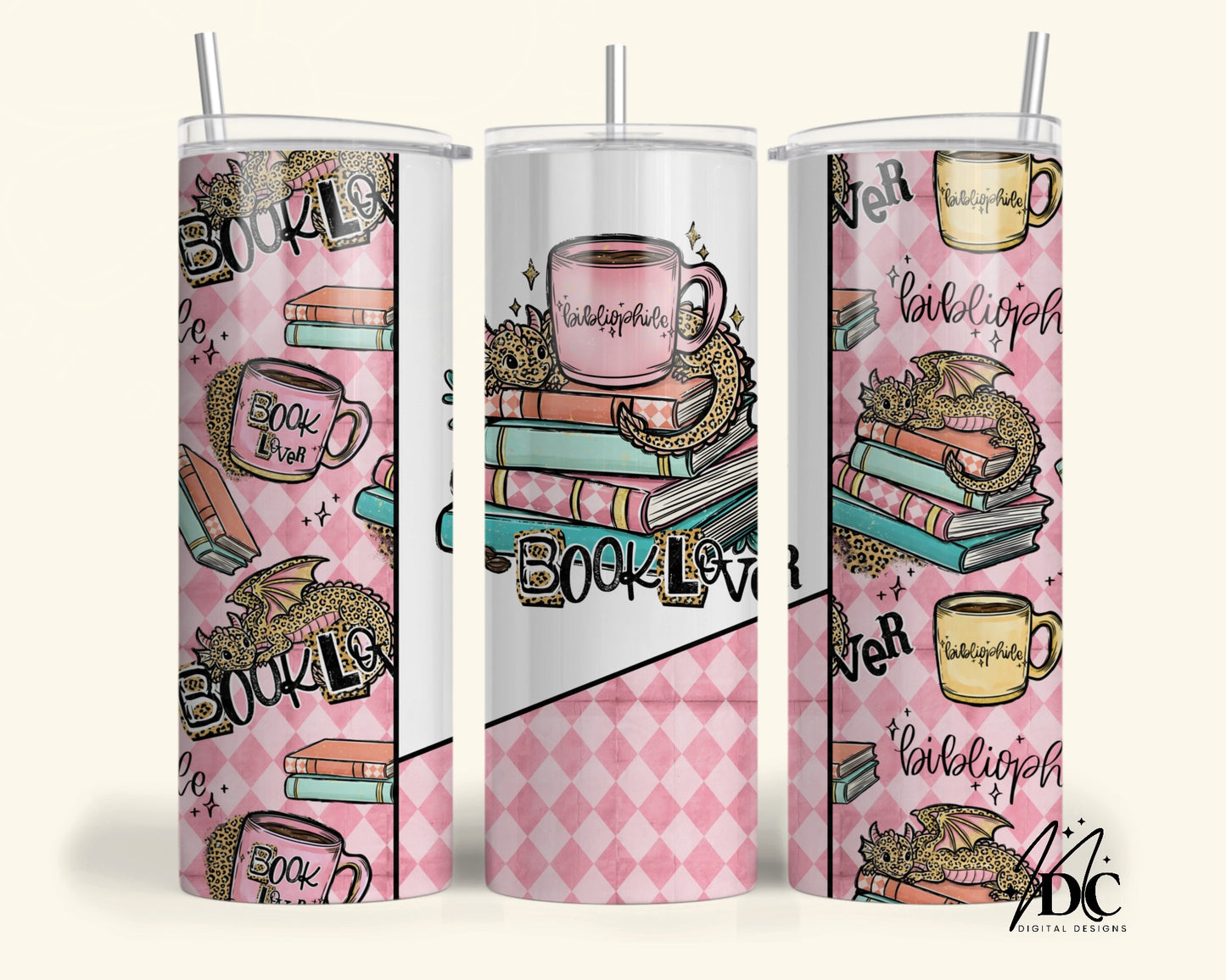 Dragon Book Lover Tumbler Digital PNG