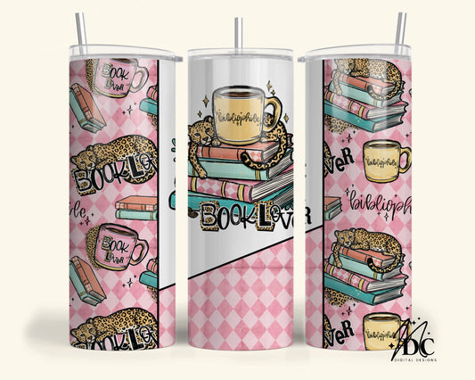 Cheetah Book Lover Tumbler Digital PNG