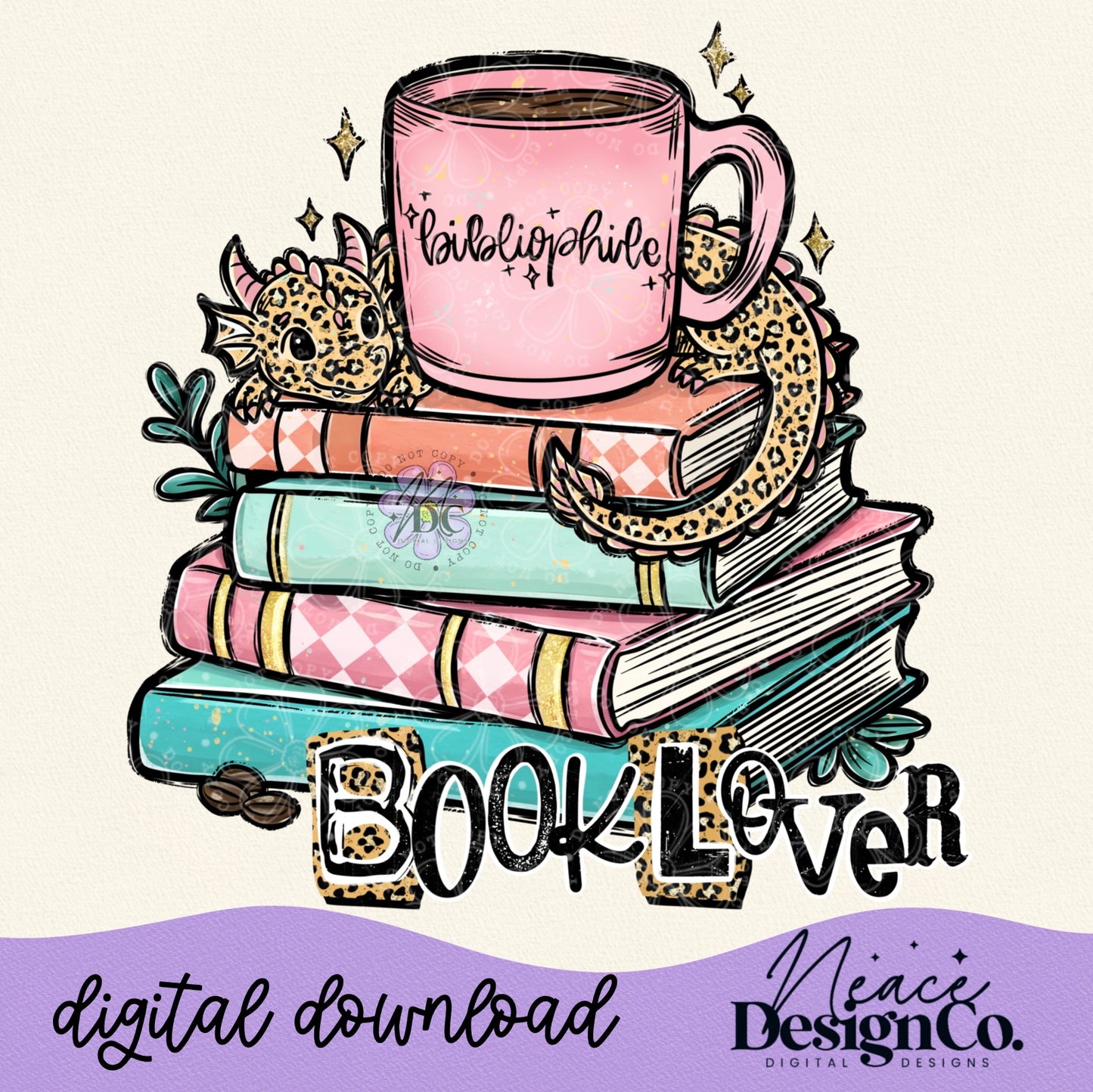 Dragon Book Lover Digital PNG