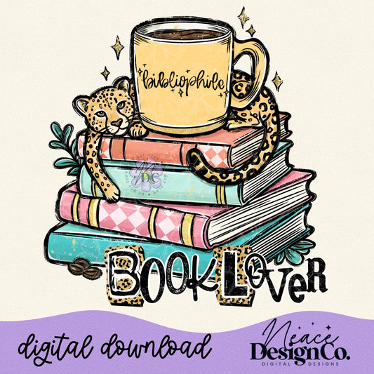 Cheetah Book Lover Digital PNG