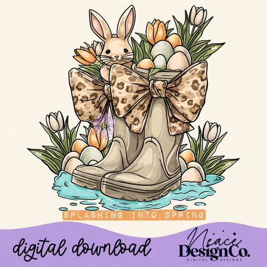 Leopard Splashing into Spring Digital PNG