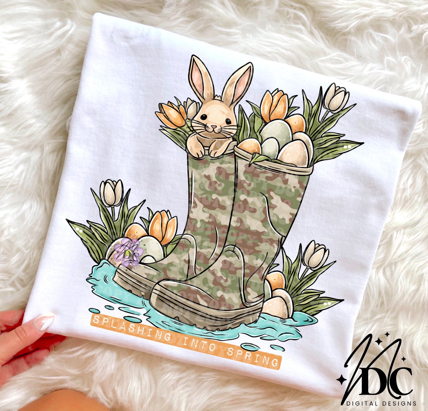 Camo Boots Splashing into Spring Digital PNG