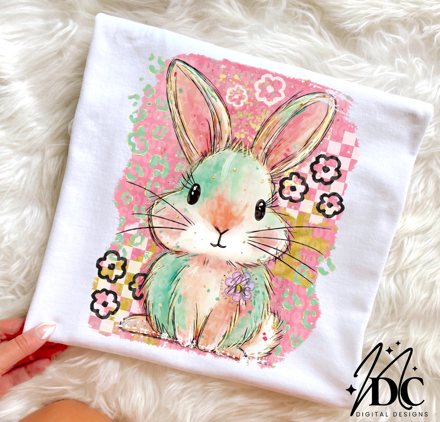 Brushstroke Preppy Bunny Digital PNG