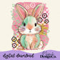 Brushstroke Preppy Bunny Digital PNG