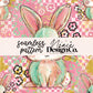 Brushstroke Preppy Bunny Seamless Digital PNG