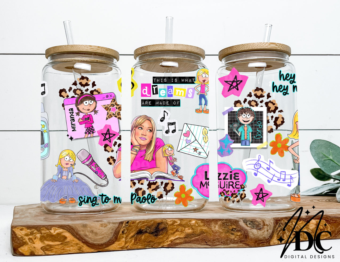 Lizzie M Y2K Collage Glass Can Wrap Digital PNG
