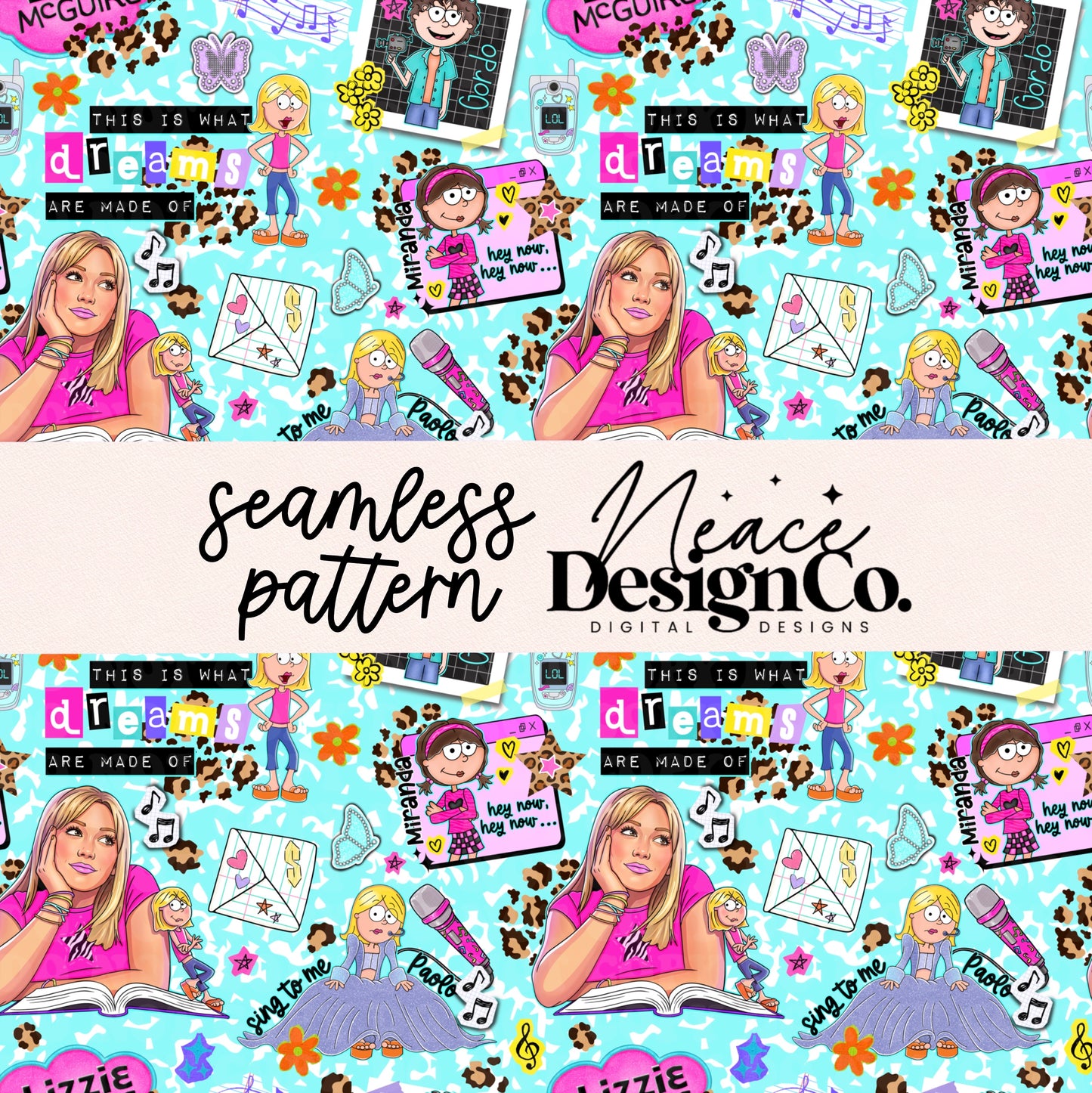 Lizzie M Y2K Collage Seamless Digital PNG