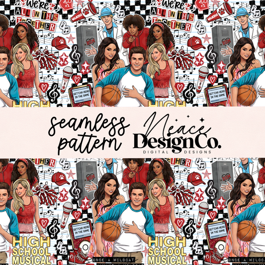 HS Musical Y2K Collage Seamless Digital PNG