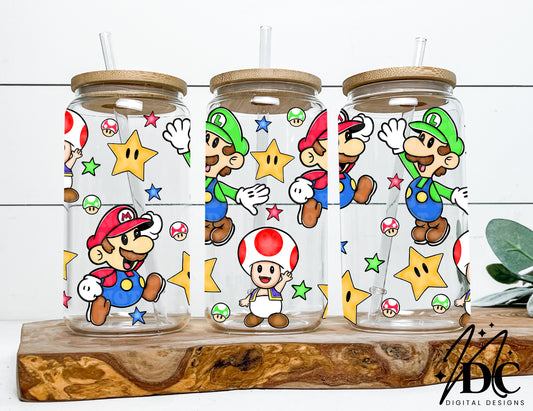 Mario and Friends Glass Can Wrap Digital PNG