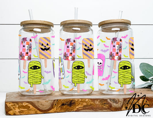 Spooky Popsicles Glass Can Wrap Digital PNG