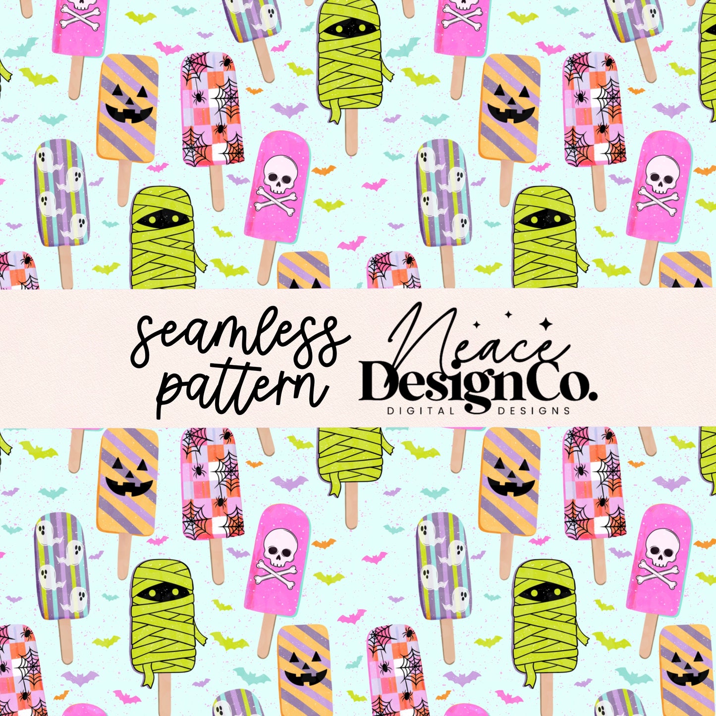Spooky Popsicles Seamless Digital PNG