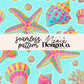 Coastal Preppy Shells Seamless Digital PNG