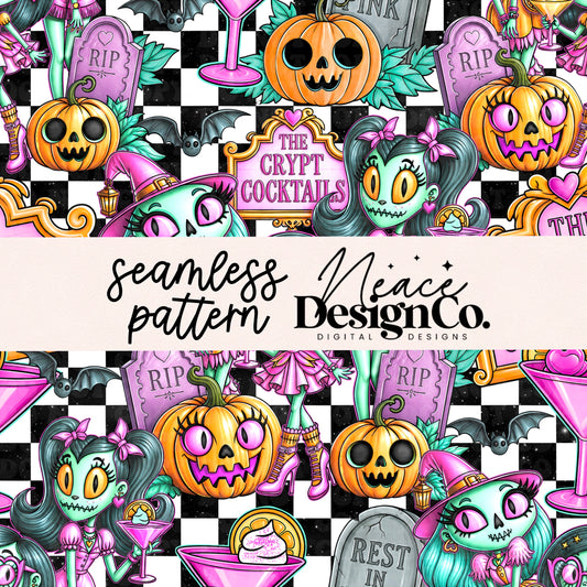 The Crypt Cocktails Seamless Digital PNG