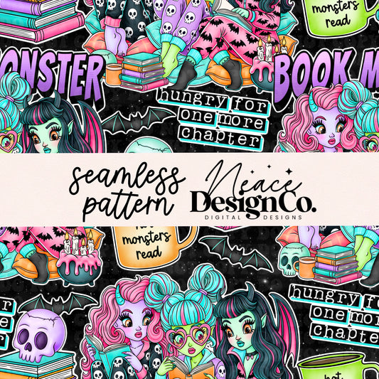 Book Monster Seamless Digital PNG