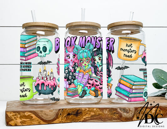 Book Monster Glass Can Wrap Digital PNG